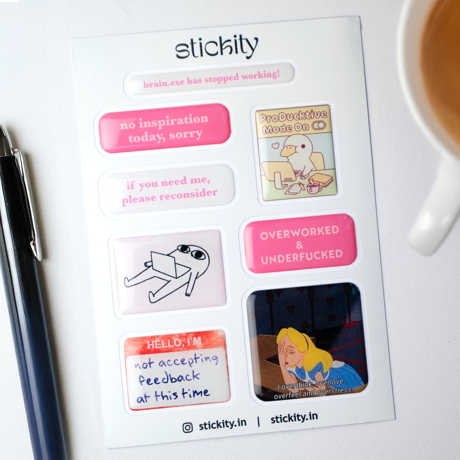 Overworked & Underwhelmed Sticker Pack
