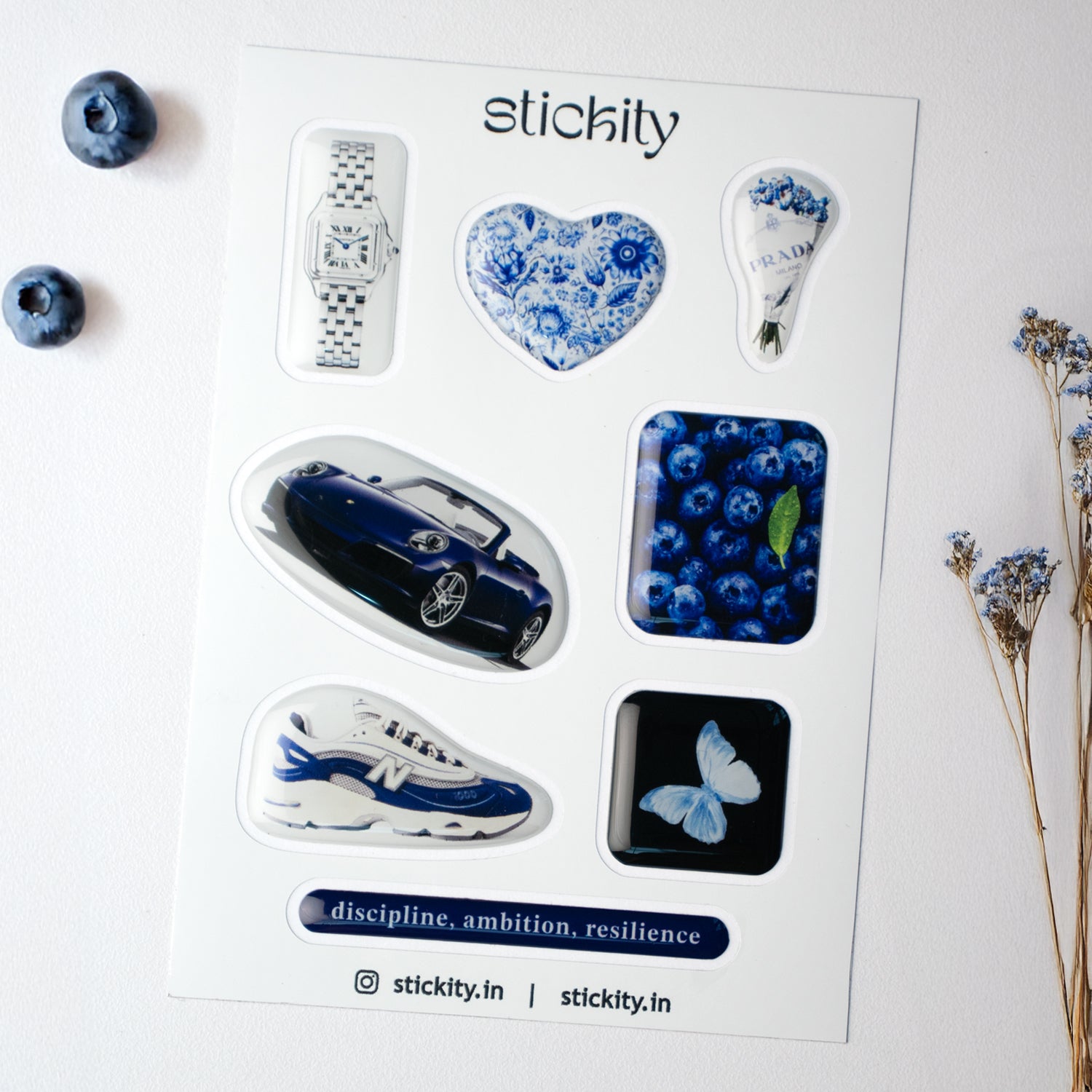 Blueberries and Flowers Sticker Pack
