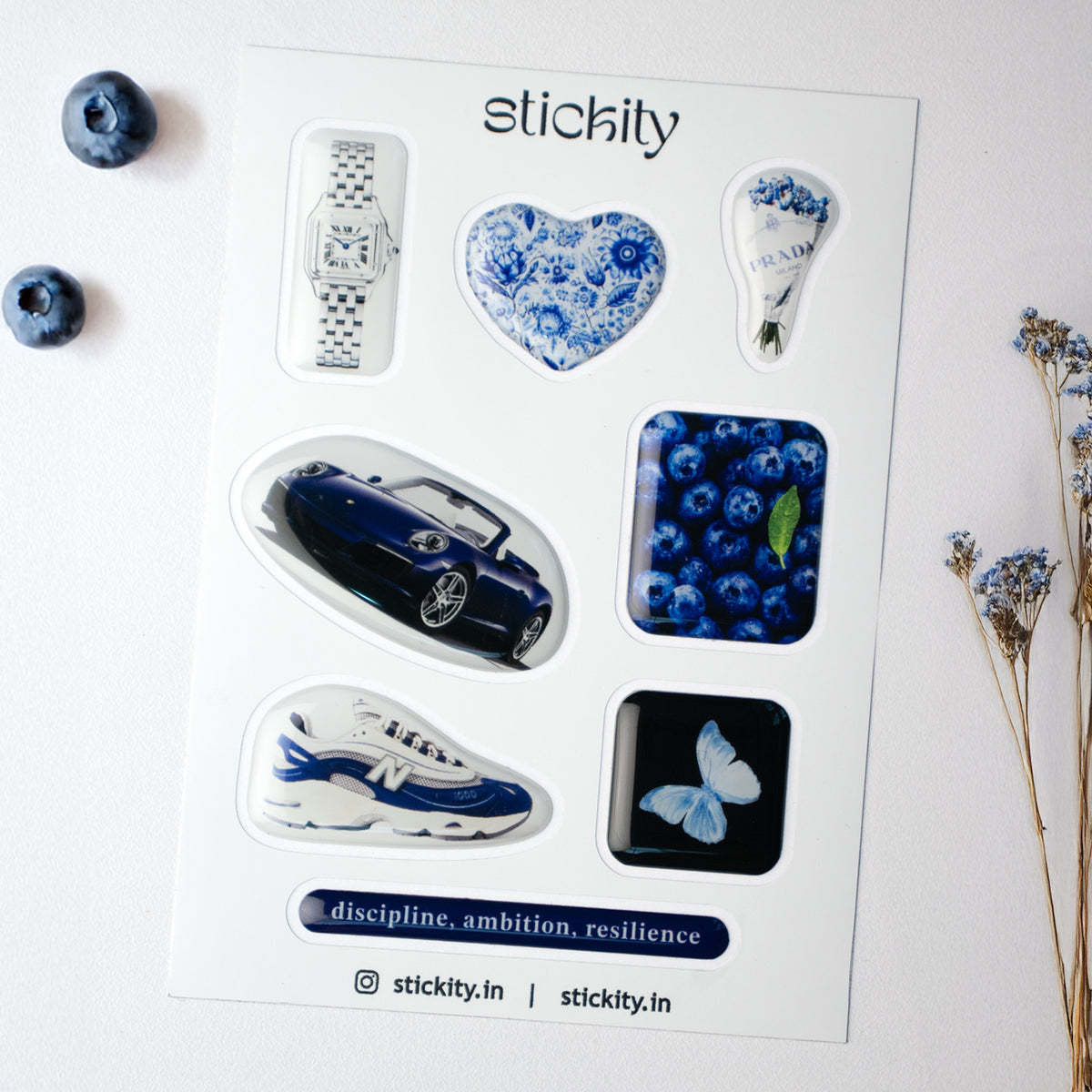 Blueberries and Flowers Sticker Pack