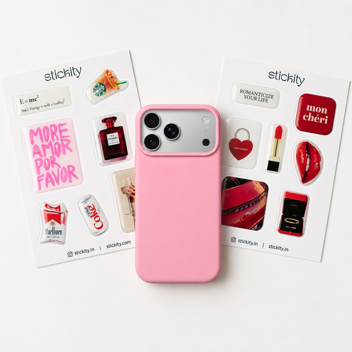 Love and Luxury iPhone case and two sticker pack bundle